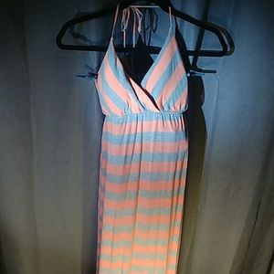 Grey and peach halter maxi